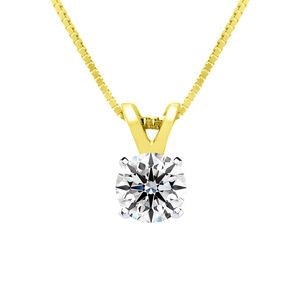 1/3 Carat Lab Grown Diamond Soltiaire Necklace In 14K Yellow Gold, 18 Inches
